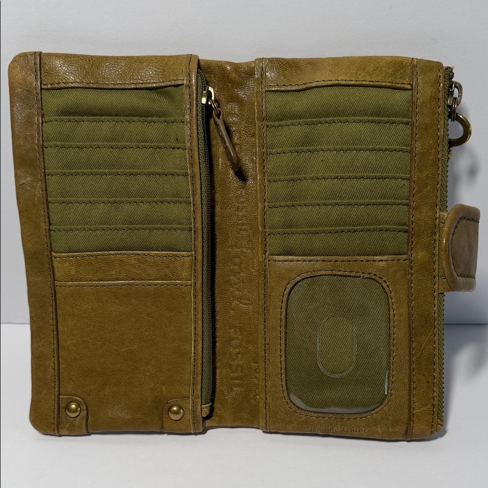 Vintage Fossil Olive Green Soft Leather Wallet - Picture 12 of 15